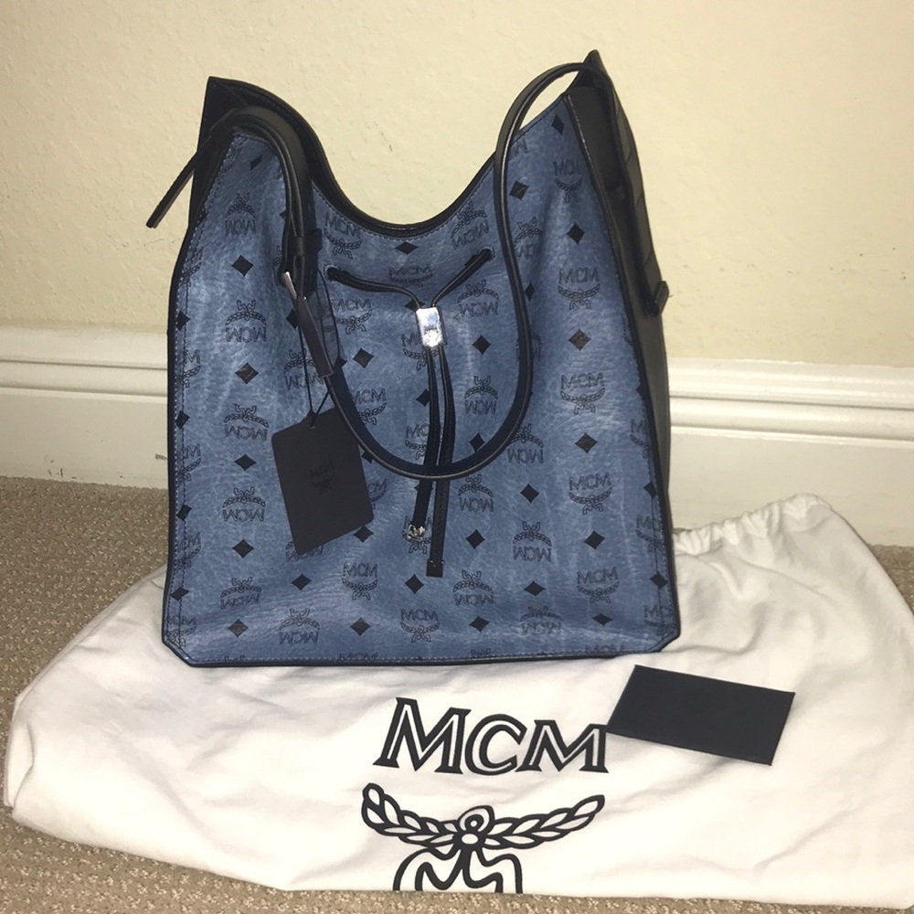 NWT Authentic MCM Hedy Hobo In Denim Blue - Picture 7 of 8